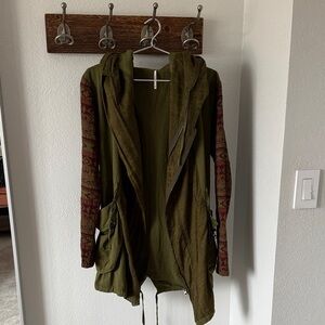 Free People Olive Green and Burgundy Jacket